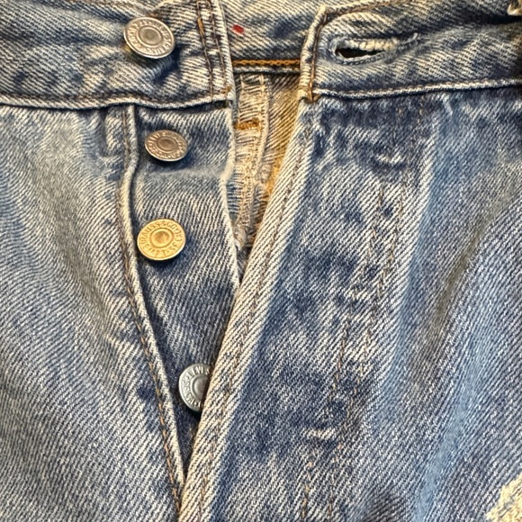 EUC Levi's 501 Vintage Blue Straight Leg Women's Jeans with Patchwork - Picture 5 of 5